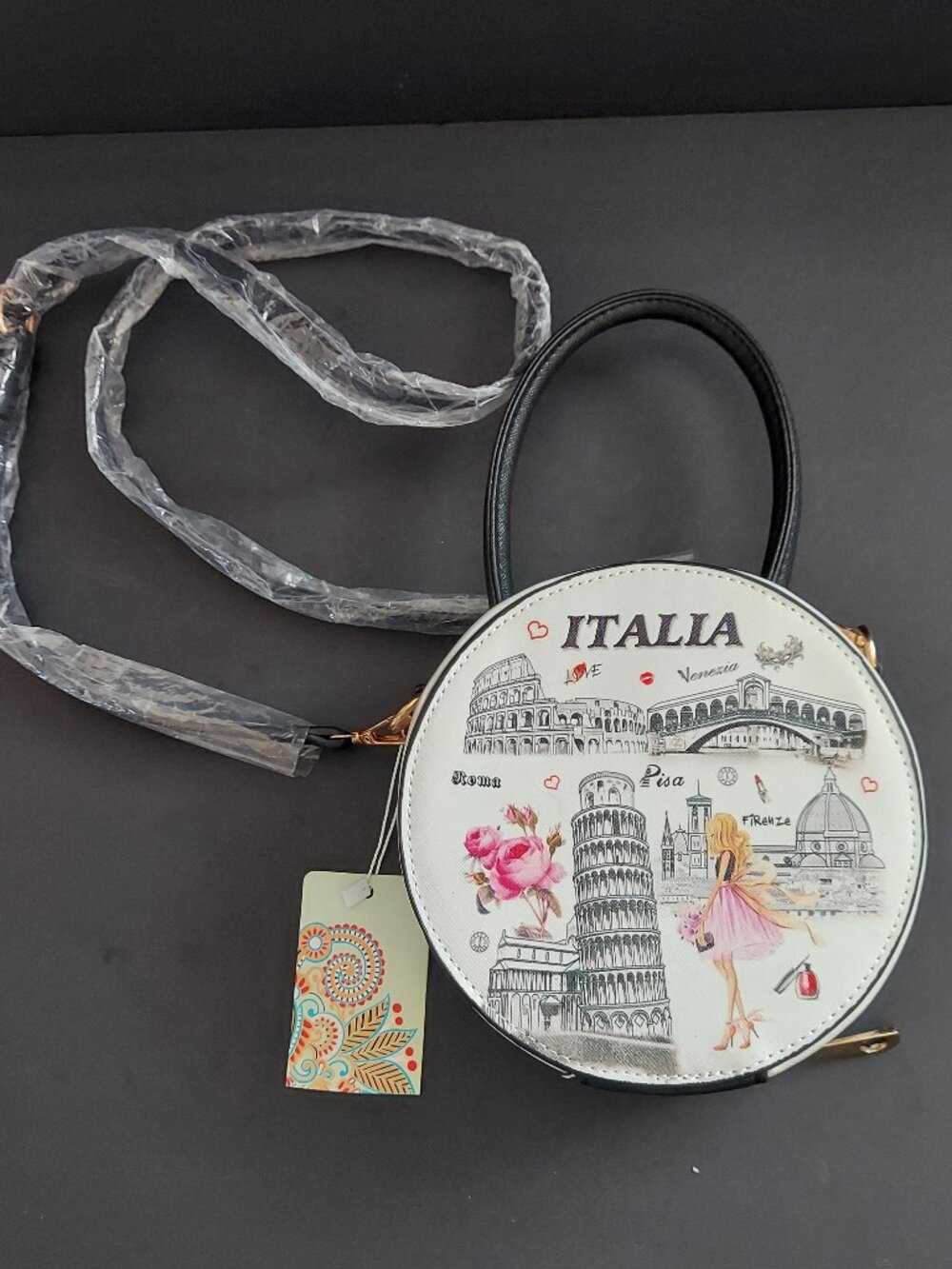 NWT Stylish Italian Round Crossbody/Handbag – Souvenir Purse from Italy